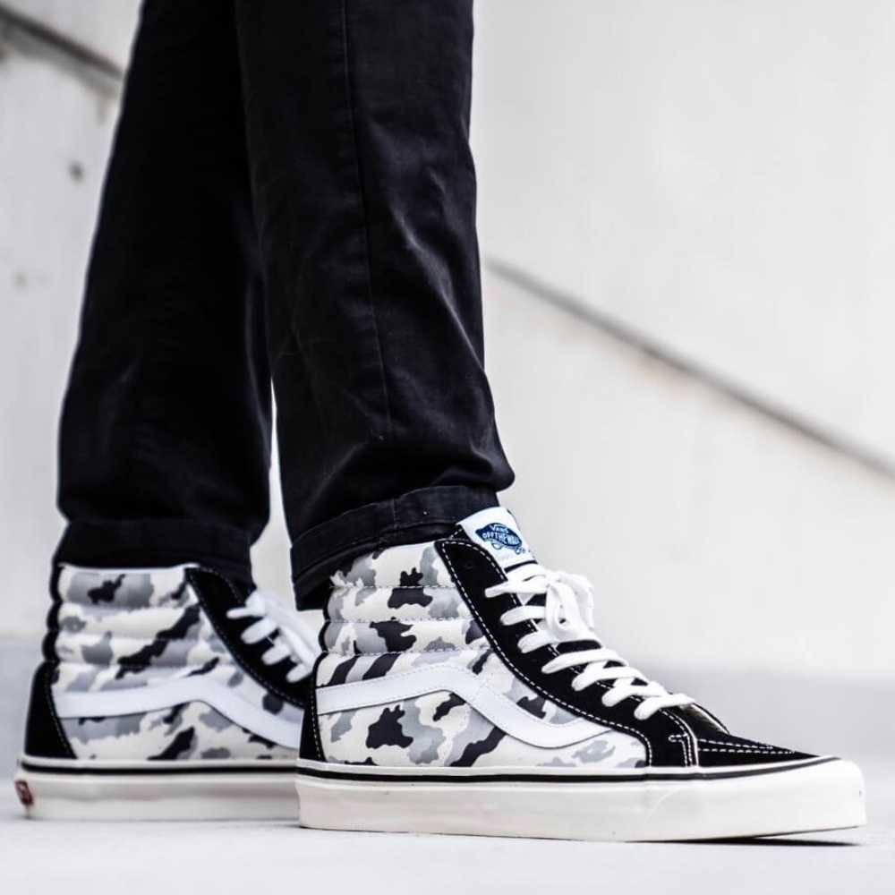Vans Sk8-Hi 38 DX Anaheim Factory Camo‎ Gray Sneakers Size 9.5 Women